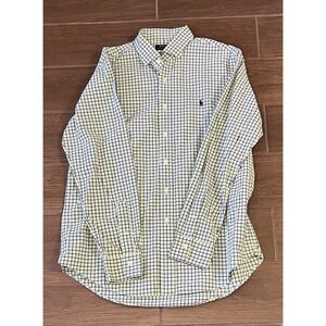 Polo Ralph Lauren Men's Shirt Size Large Long Sleeve Green Gingham Check